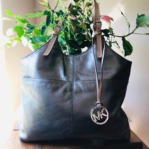 Michael Kors silver leather shoulder bag